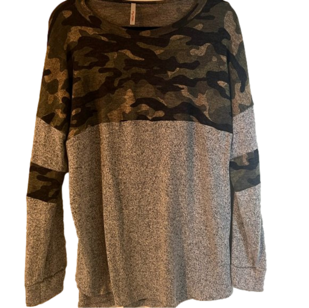 Boutique My Story Brand  Size Large Womens Camouflage Grey long sleeve shirt